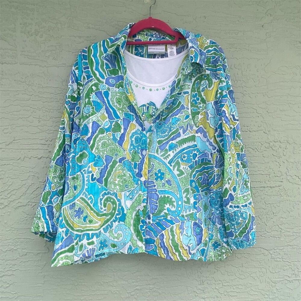 Alfred Dunner Petite Paisley Button-Up Blouse Multicolor Size 14P